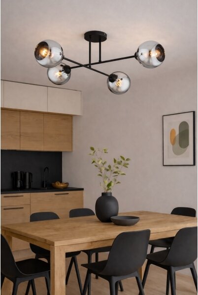 Brilagi - Přisazený lustr DIOR 4xE27/60W/230V černá/kouřová šedá
