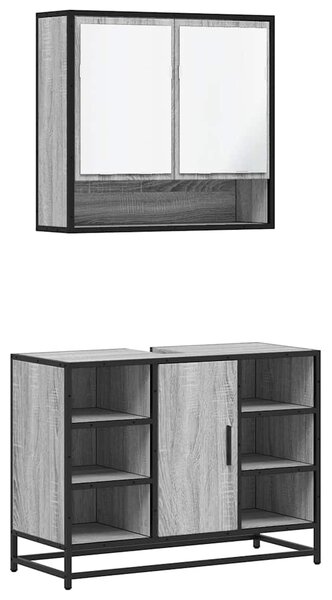 2dílný set koupelnového nábytku šedý sonoma kompozitní dřevo 3300943