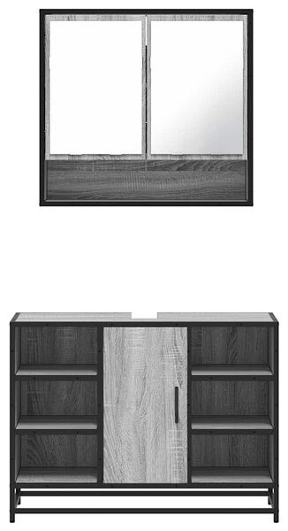 2dílný set koupelnového nábytku šedý sonoma kompozitní dřevo 3300943