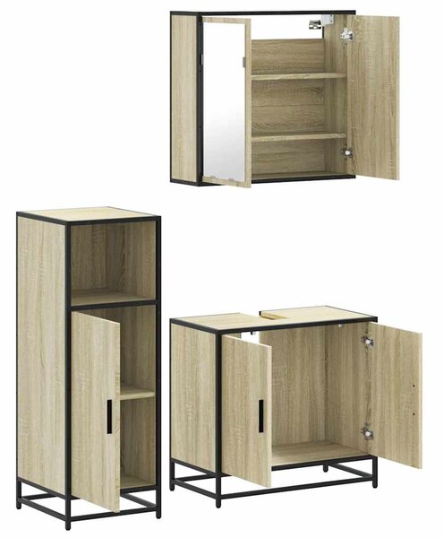3dílný set koupelnového nábytku dub sonoma kompozitní dřevo 3300946