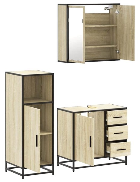 3dílný set koupelnového nábytku dub sonoma kompozitní dřevo 3300956