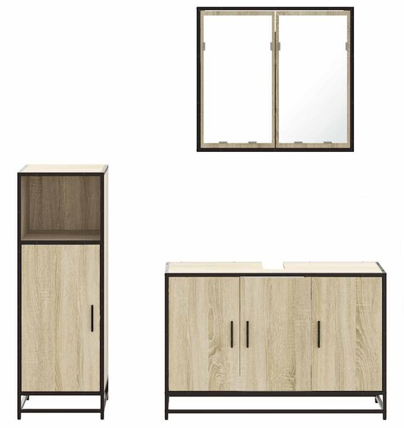 3dílný set koupelnového nábytku dub sonoma kompozitní dřevo 3300951