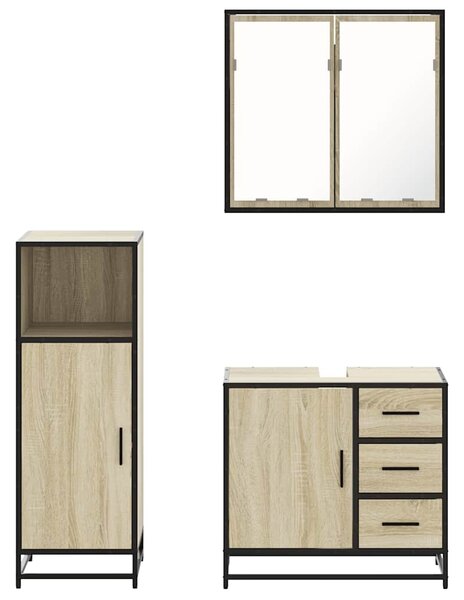 3dílný set koupelnového nábytku dub sonoma kompozitní dřevo 3300956