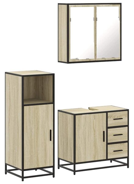 3dílný set koupelnového nábytku dub sonoma kompozitní dřevo 3300956
