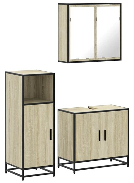 3dílný set koupelnového nábytku dub sonoma kompozitní dřevo 3300946