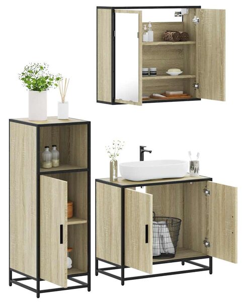 3dílný set koupelnového nábytku dub sonoma kompozitní dřevo 3300946