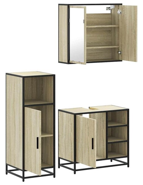 3dílný set koupelnového nábytku dub sonoma kompozitní dřevo 3300966