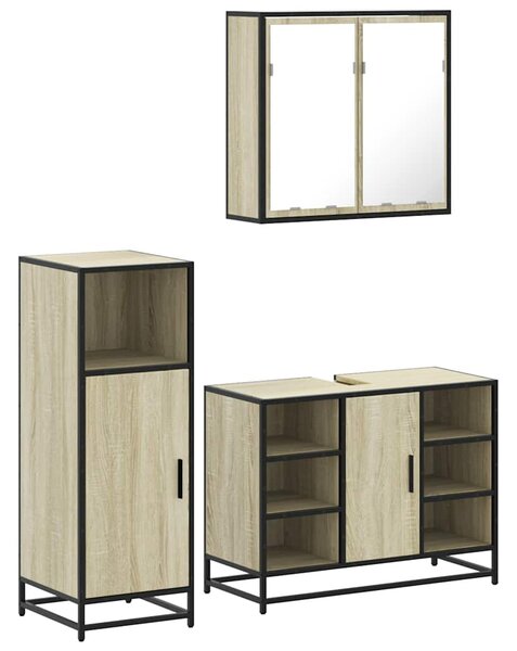 3dílný set koupelnového nábytku dub sonoma kompozitní dřevo 3300971