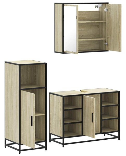 3dílný set koupelnového nábytku dub sonoma kompozitní dřevo 3300971