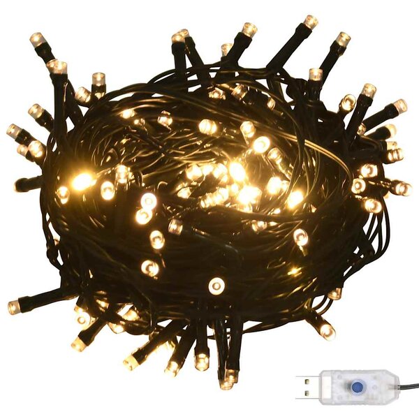 120dílná sada vánočních koulí se špicí a 300 LED zlatá a bronz 330096