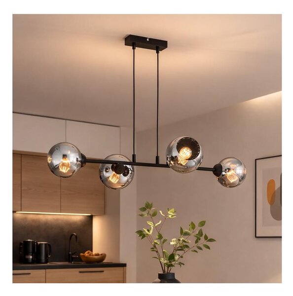 Brilagi - Lustr na lanku DIOR 4xE27/60W/230V černá/kouřová šedá