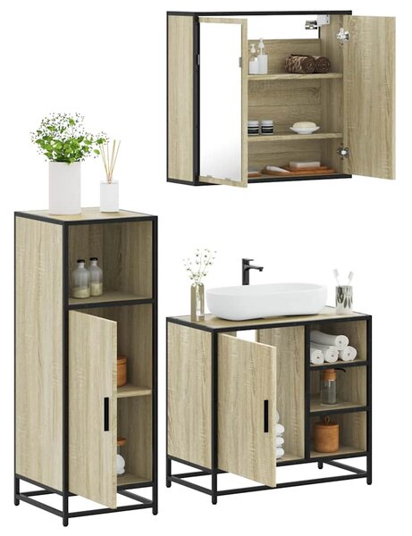 3dílný set koupelnového nábytku dub sonoma kompozitní dřevo 3300966
