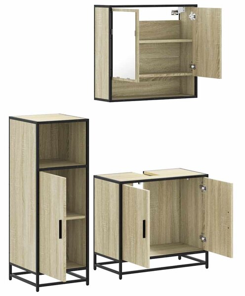 3dílný set koupelnového nábytku dub sonoma kompozitní dřevo 3300976