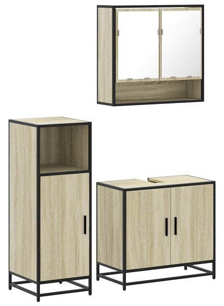 3dílný set koupelnového nábytku dub sonoma kompozitní dřevo 3300976