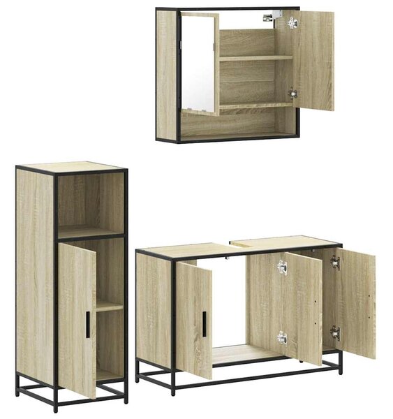 3dílný set koupelnového nábytku dub sonoma kompozitní dřevo 3300981