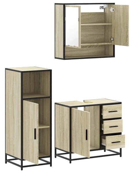 3dílný set koupelnového nábytku dub sonoma kompozitní dřevo 3300986