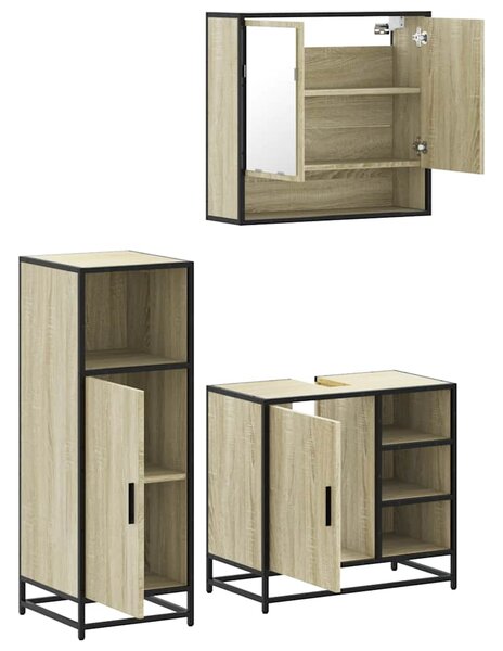 3dílný set koupelnového nábytku dub sonoma kompozitní dřevo 3300996