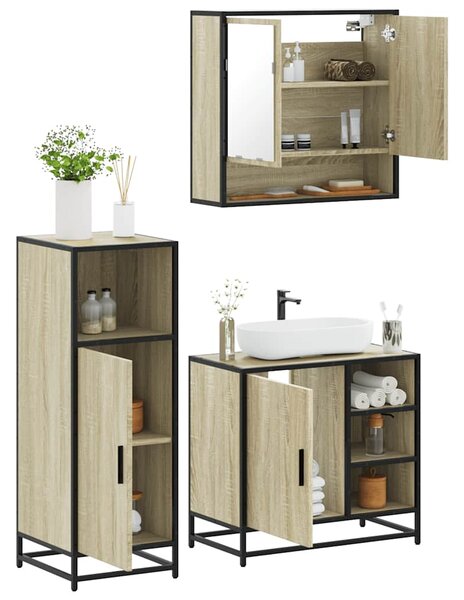 3dílný set koupelnového nábytku dub sonoma kompozitní dřevo 3300996