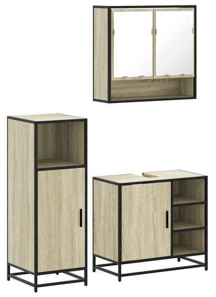 3dílný set koupelnového nábytku dub sonoma kompozitní dřevo 3300996