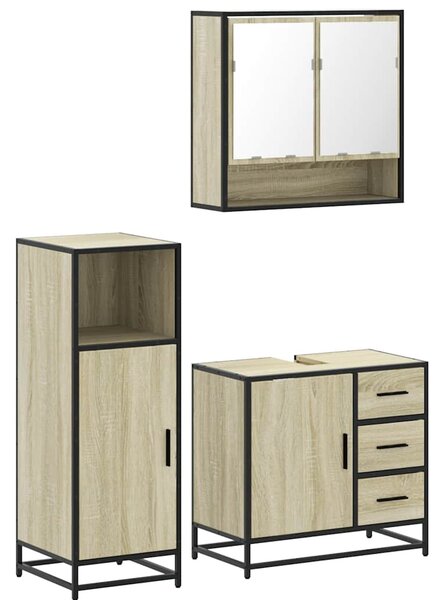 3dílný set koupelnového nábytku dub sonoma kompozitní dřevo 3300986