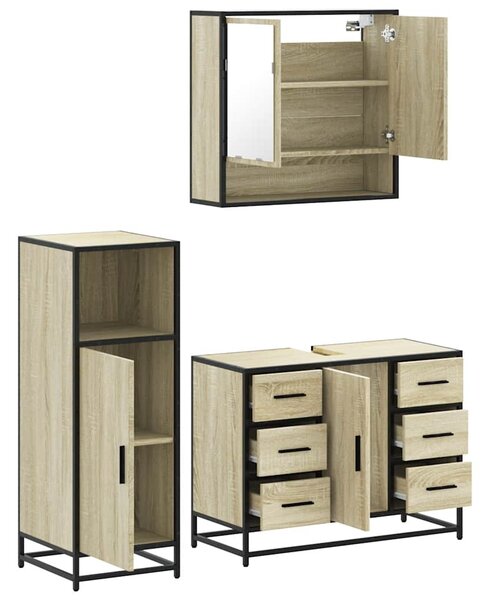 3dílný set koupelnového nábytku dub sonoma kompozitní dřevo 3300991