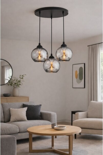 Brilagi - Lustr na lanku DIOR 3xE27/60W/230V černá/kouřová šedá