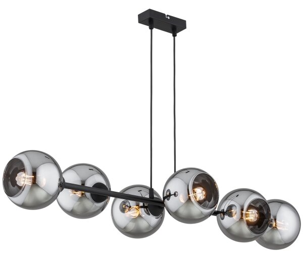 Brilagi - Lustr na lanku DIOR 6xE27/60W/230V černá/kouřová šedá