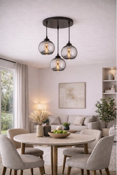 Brilagi - Lustr na lanku DIOR 3xE27/60W/230V černá/kouřová šedá
