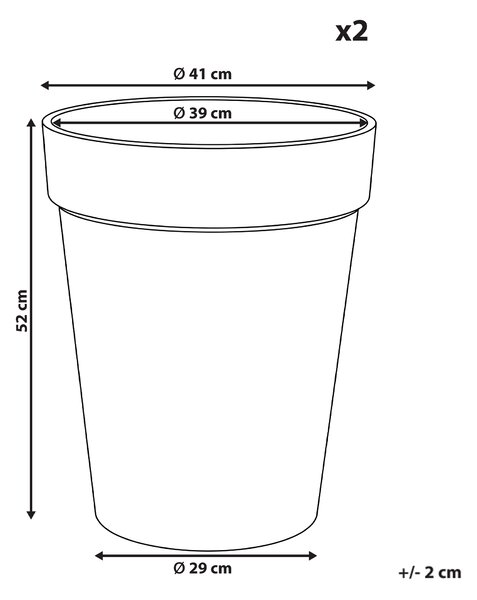 Sada 2 květináčů TROLLIUS 41 cm Béžová