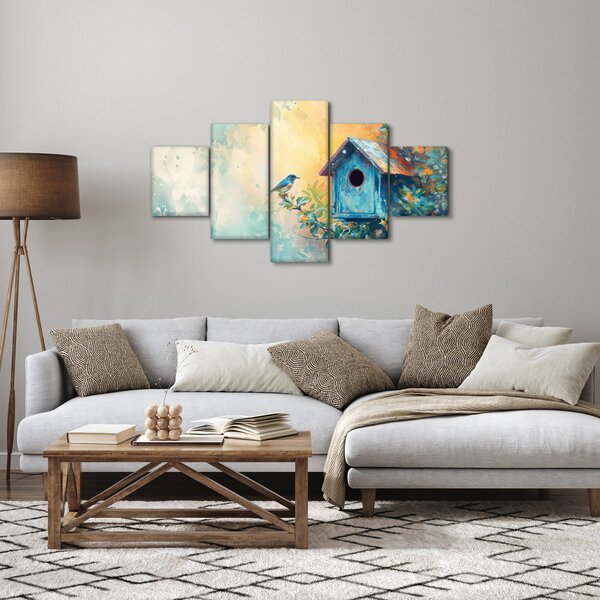 Obraz - Ptačí budka, akvarel (125x70 cm)