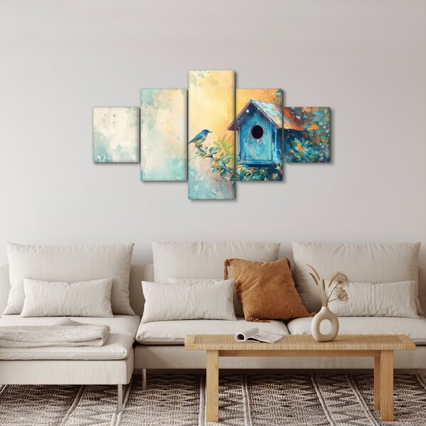 Obraz - Ptačí budka, akvarel (125x70 cm)