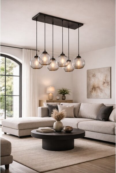 Brilagi - Lustr na lanku DIOR 6xE27/60W/230V černá/kouřová šedá