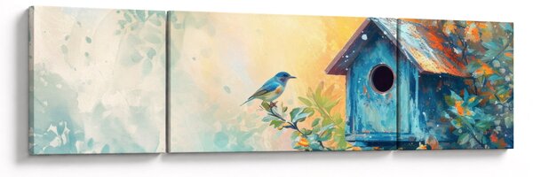 Obraz - Ptačí budka, akvarel (170x50 cm)
