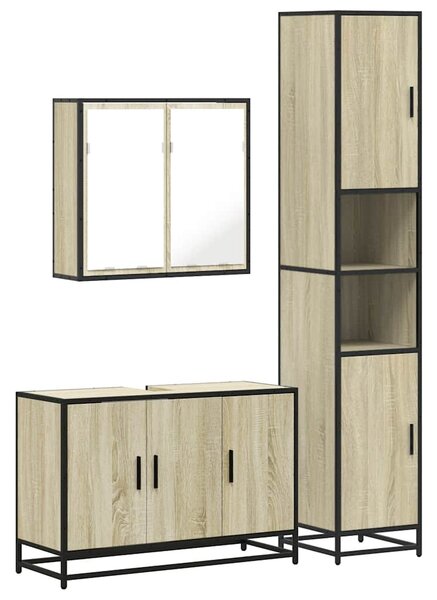 3dílný set koupelnového nábytku dub sonoma kompozitní dřevo 3301071