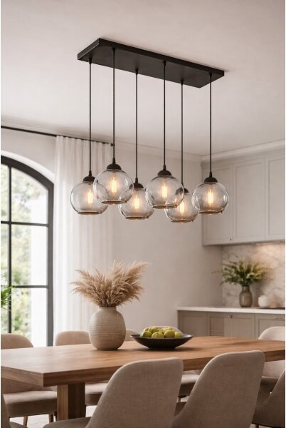Brilagi - Lustr na lanku DIOR 6xE27/60W/230V černá/kouřová šedá
