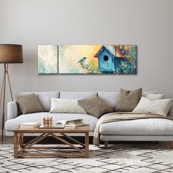 Obraz - Ptačí budka, akvarel (170x50 cm)