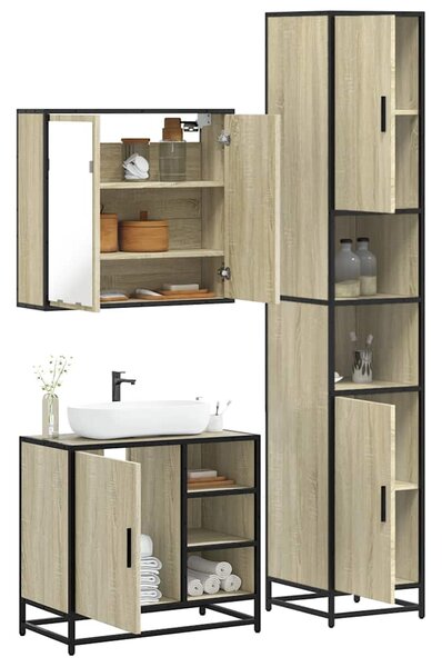 3dílný set koupelnového nábytku dub sonoma kompozitní dřevo 3301086