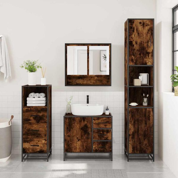 3dílný set koupelnového nábytku kouřový dub kompozitní dřevo 3301107