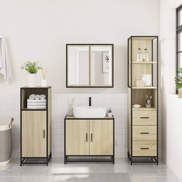 3dílný set koupelnového nábytku dub sonoma kompozitní dřevo 3301126