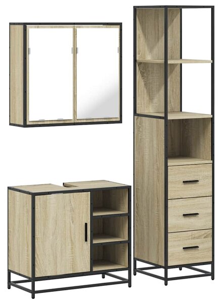 3dílný set koupelnového nábytku dub sonoma kompozitní dřevo 3301146