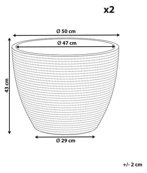 Sada 2 květináčů FRITILLARIA 50 cm Krémově bílá