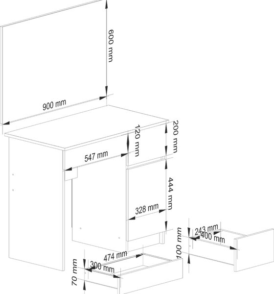 AKORD Furniture Factory P-2/SLCLP90x60SON, 2 zásuvka/zásuvek, 500 mm, 900 mm, 1420 mm, 43 kg