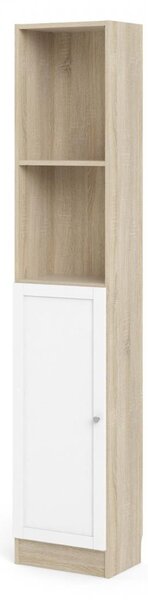 Skříň Bask 40,6 x 28,3 x 203,2 cm, dveře dřevo, dub sonoma / bílá