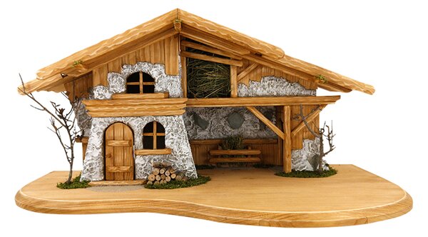 AMADEA Dřevěný osvětlený betlém BEZ FIGUREK 67 cm