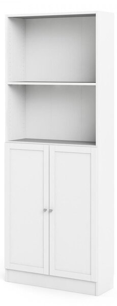 Skříň Bask 79 x 28,3 x 203,2 cm, dveře dřevo, bílá