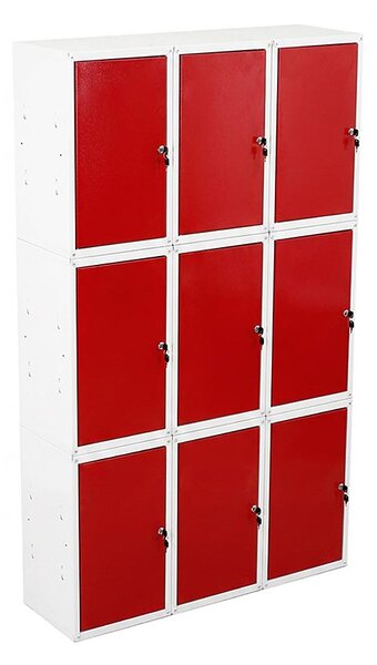 9x Uzamykatelná kovová skříňka Trestles SKM 350x350x700, červená dvířka
