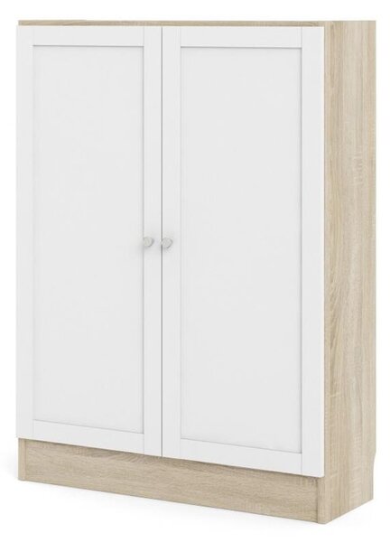 Skříň Bask 79 x 28,3 x 107,2 cm, dveře dřevo, dub sonoma / bílá