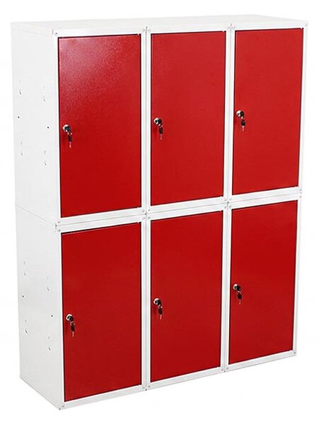 6x Uzamykatelná kovová skříňka Trestles SKM 350x350x700, červená dvířka