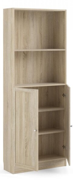 Skříň Bask 79 x 28,3 x 203,2 cm, dveře dřevo, dub sonoma