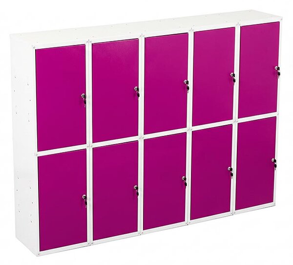 10x Uzamykatelná kovová skříňka Trestles SKM 350x350x700, fialová dvířka
